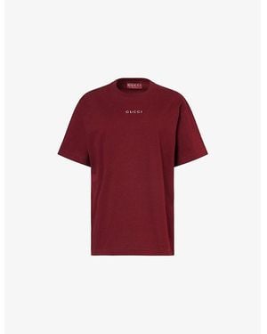 Gucci Brand-Print Round Neck Cotton-Jersey T-Shirt - Red