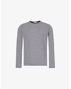 Sunspel Stripe-Pattern Long-Sleeve Cotton-Jersey T-Shirt - Blue