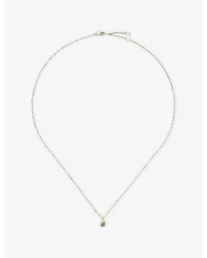 Missoma Fine May Birthstone 18Ct And Emerald Pendant Necklace - White