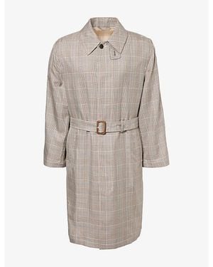 dunhill Prince Of Wales Check-Pattern Cotton And Silk-Blend Coat - Grey
