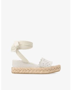 Jimmy Choo Arlee Wedge 60 Leather And Canvas Wedge Sandals - White