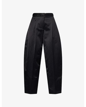 Alaïa Noir Barrel-Leg Tailored Satin Pants - Blue