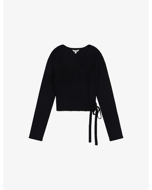 OMNES Soleil Knitted Wrap Top - Black