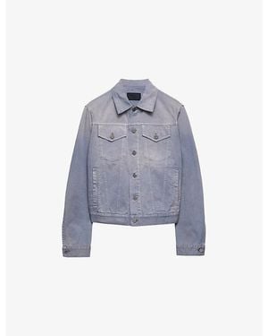 Prada Logo-Patch Cotton-Gabardine Blouson Jacket - Blue