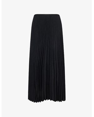 Jenni Kayne Pleated High-Waist Woven Midi Skirt - Black