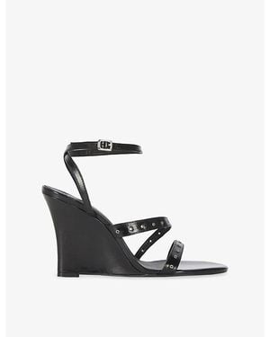 The Kooples Strappy Leather Wedge Sandals - Black