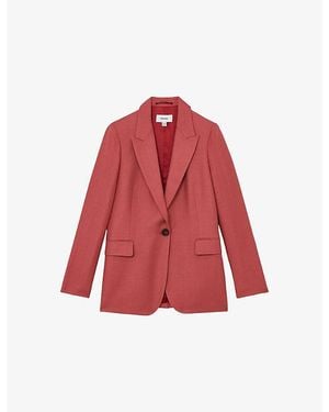 Reiss Jules Single-Breasted Woven Jacket - Red