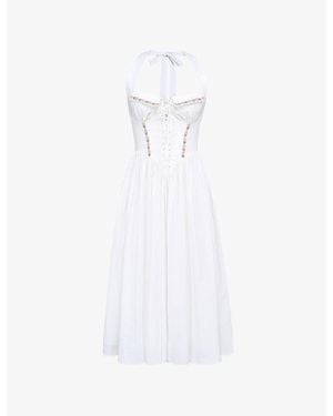 House Of Cb Emilia Halter-Neck Cotton Midi Dress - White