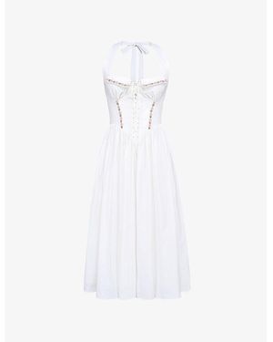 House Of Cb Emilia Halter-Neck Cotton Midi Dress - White