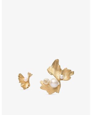 Jimmy Choo Wave Pearl And Brass Earrings - Metallic