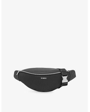 The Kooples Branded Leather And Canvas Belt Bag - Black