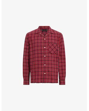 AllSaints Felix Resort-Collar Checked Cotton Shirt - Red
