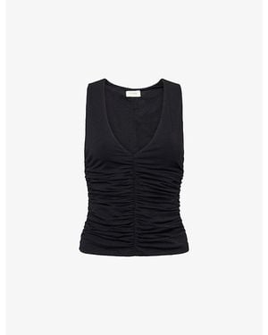 Dissh Avelin Ruched Cotton-Blend Top - Black