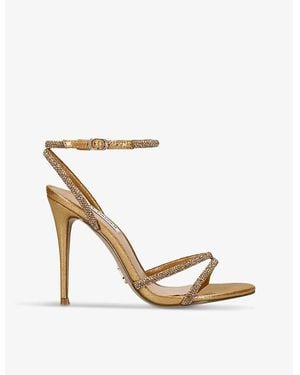 Steve Madden Bryanna Rhinestone-Embellished Heeled Faux-Leather Sandals - White