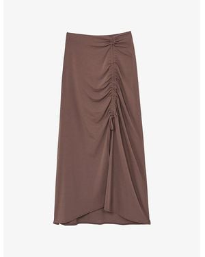 Reiss Pippa Pleated Stretch-Jersey Midi Skirt in Natural | Lyst