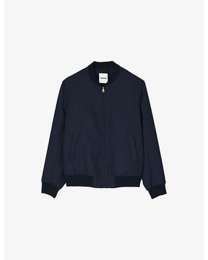 Sandro Dark Wool-Blend Bomber Jacket - Blue