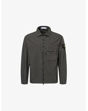 Stone Island Canvas Weave Logo-Patch Cotton Jacket - Grey