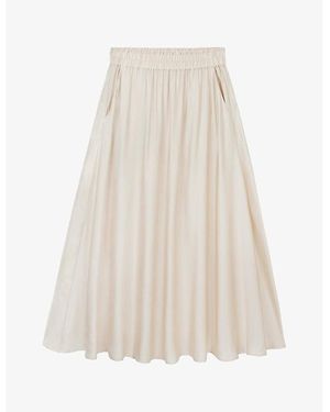 The White Company Pleated Mid-Rise Satin Midi Skirt - White