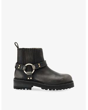 AllSaints Maddie D-Ring Leather Biker Boots - Black