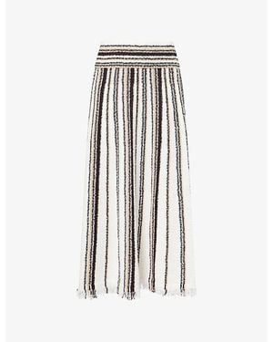 ME+EM Stripe-Knit Bouclé Cotton Maxi Skirt - Multicolor