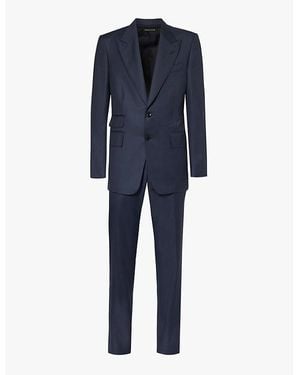 Tom Ford Shelton-Fit Single-Breasted Sharkskin Wool Suit - Blue