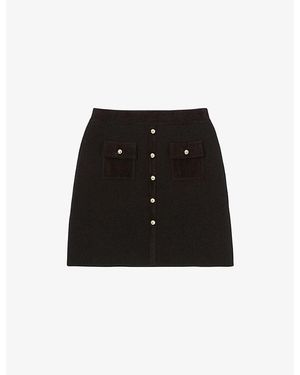 Claudie Pierlot Straight High-Rise Stretch Wool And Cashmere-Blend Mini Skirt - Black