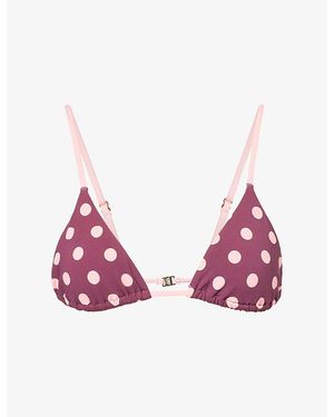 HYPHEN Polka-Dot Triangle Bikini Top - Pink