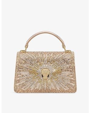 BVLGARI Serpenti Forever Mini Crystal-Embellished Leather Top-Handle Bag - Metallic