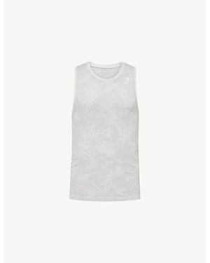 GYMSHARK Geo Seamless Stretch-Woven Tank Top - White