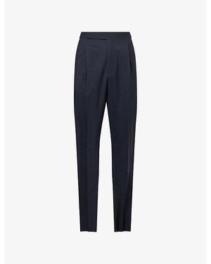 Umit Benan Pietro Straight-Leg Cotton-And-Silk Trousers - Blue