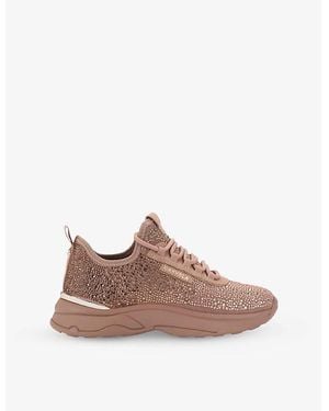 Carvela Kurt Geiger Swift Jewel Runner Rhinestone-Embellished Woven Low-Top Trainers - Brown