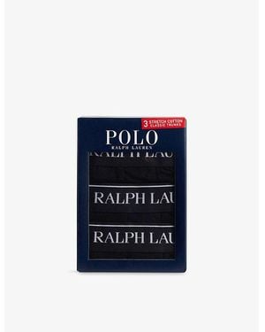 Polo Ralph Lauren Logo Waistband Classic-Fit Stretch-Cotton Trunks Pack Of Three Xxl - Black