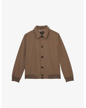 Reiss Bobby Collared Stretch-Woven Jacket - Brown