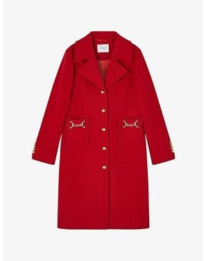 LK Bennett Spencer Snaffle-Embellished Wool-Blend Coat - Red