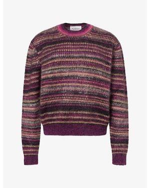 Isabel Marant Morine Striped Mohair-Blend Sweater - Purple