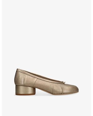 Maison Margiela Tabi Ballerina 30 Metallic-Leather Court Shoes - Natural