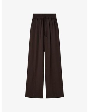 JOSEPH Dee Crepe Wide-Leg Trousers - Brown