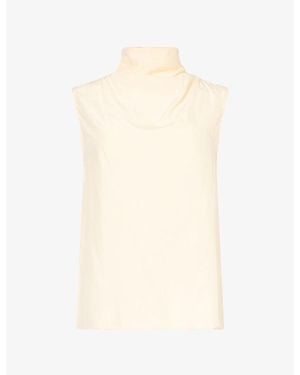 Reformation Bobbi Cowl-Neck Silk Top - Natural