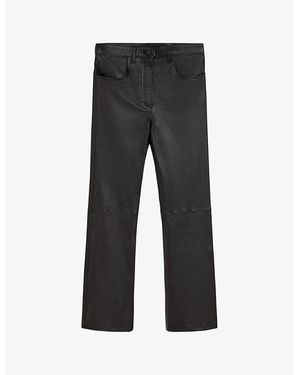 JOSEPH Duke Flared-Leg Mid-Rise Leather Trousers - Black