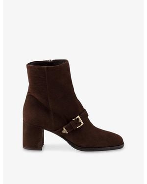 Prada Suede Booties Ankle Boots - Brown