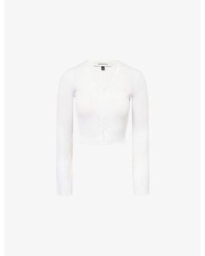 Yasmina Q Sabine Cropped Knitted Cardigan - White