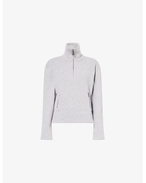 Victoria Beckham Milano Half-Zip Wool Knit Jumper - White