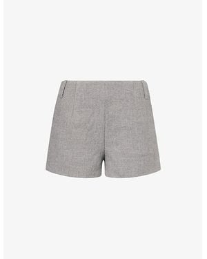 The Couture Club Herringbone High-Rise Woven Shorts - Grey