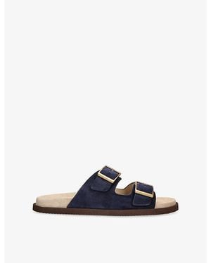 Brunello Cucinelli Two-Strap Suede Sandals - Blue