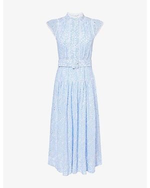 ME+EM Broderie Anglaise Cotton Maxi Dress - Blue