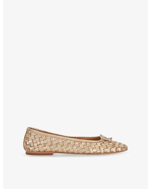Dune Heat Woven Leather Ballet Flats - Natural