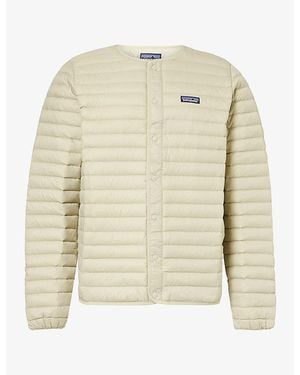 Patagonia Logo-Patch Crewneck Padded Jacket - Natural
