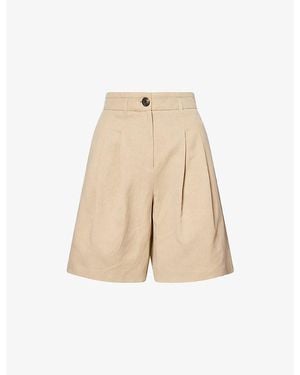 ME+EM City Pleated Linen Blend Shorts - Natural