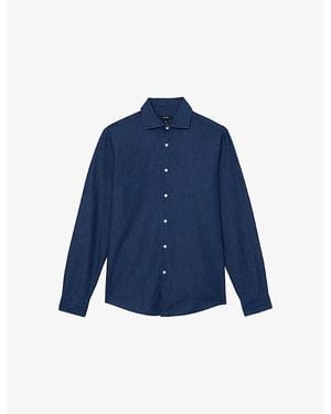 Reiss Don Long-Sleeved Chambray Shirt - Blue