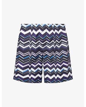 Missoni Mid-Length Zig-Zag Print Swim Shorts - Blue